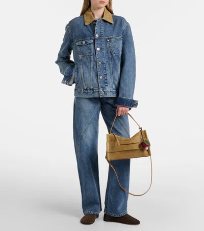 Jw Anderson Corduroy-trimmed Denim Jacket In Blue