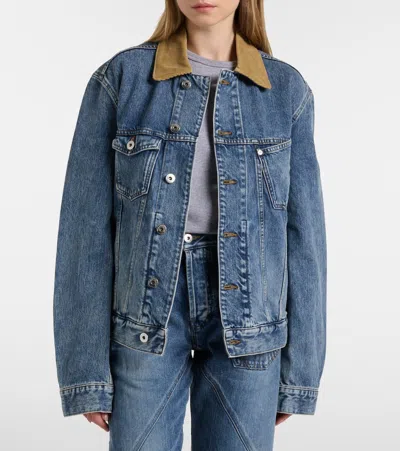 Jw Anderson Corduroy-trimmed Denim Jacket In Blue