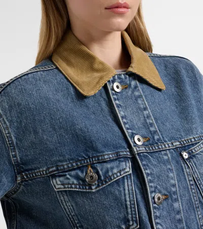 Jw Anderson Corduroy-trimmed Denim Jacket In Blue