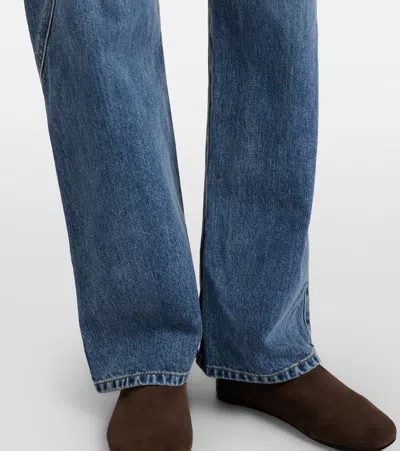 Jw Anderson Embroidered High-rise Straight Jeans In Blue