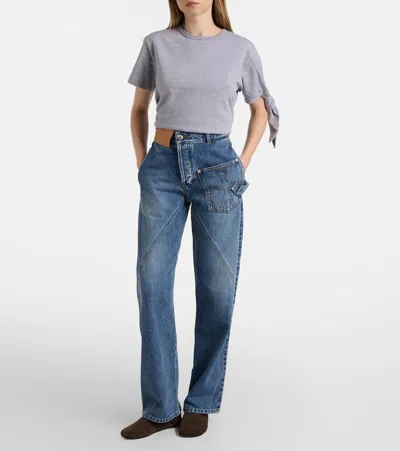Jw Anderson Embroidered High-rise Straight Jeans In Blue