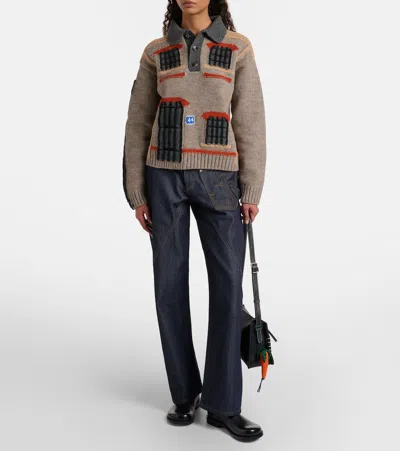 Jw Anderson Embroidered High-rise Straight Jeans In Blue