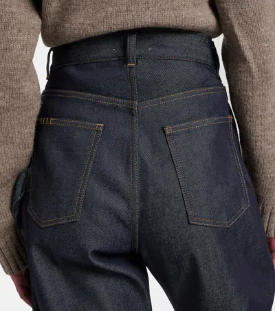 Jw Anderson Embroidered High-rise Straight Jeans In Blue