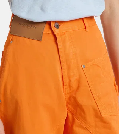 Jw Anderson Embroidered High-rise Straight Jeans In Orange