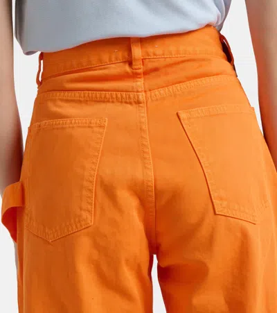 Jw Anderson Embroidered High-rise Straight Jeans In Orange