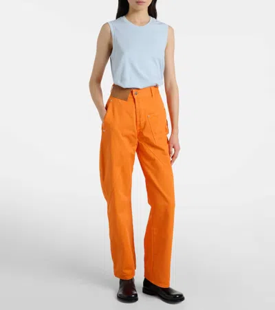 Jw Anderson Embroidered High-rise Straight Jeans In Orange