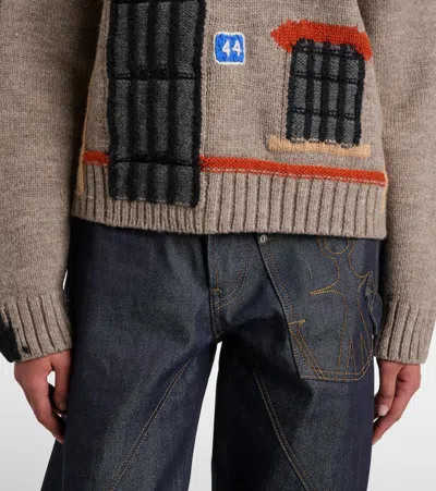 Jw Anderson Wool Intarsia Jacquard Polo Sweater In Multi
