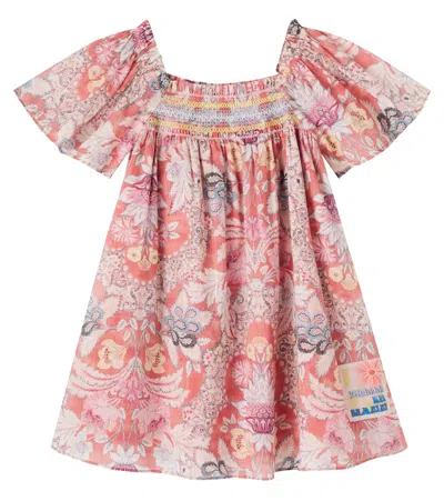 Zimmermann Floral Shirred Cotton Dress In Pink