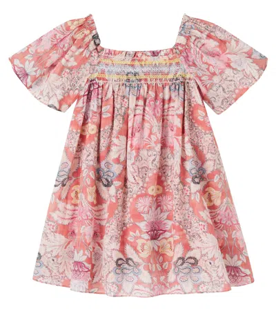 Zimmermann Floral Shirred Cotton Dress In Pink