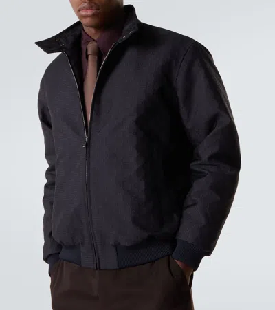 Gucci Gg Ripstop Jacket High Collar Ribbed Cuffs In Black