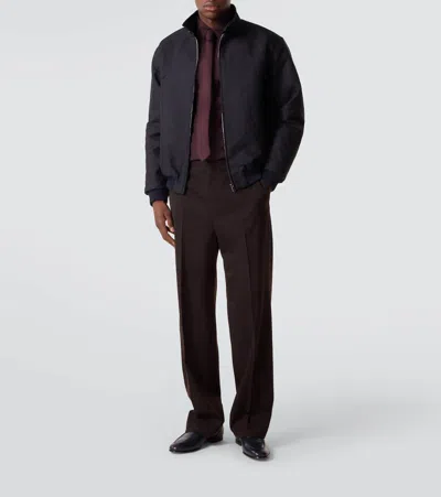 Gucci Gg Ripstop Jacket High Collar Ribbed Cuffs In Black