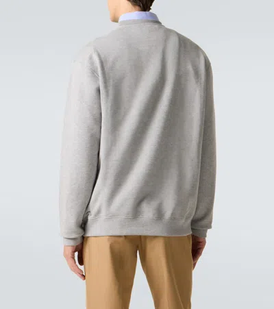 Gucci Men Grey Crewneck Sweatshirt With Logo Detail On The Front In Cotton Man In Gray