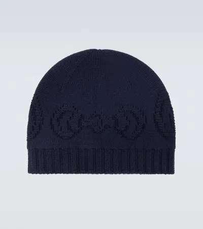 Gucci Horsebit Wool Beanie In Blue