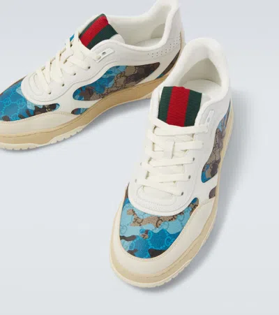 Gucci Gg Canvas Leather-trimmed Sneakers In Multi