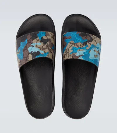 Gucci Gg Canvas Slides In Multi