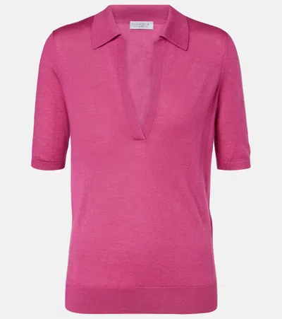 Gabriela Hearst Frank Cashmere And Silk Polo Shirt In Pink