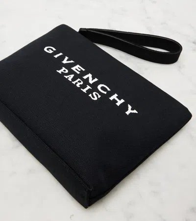 Givenchy Logo Canvas Pouch In Black