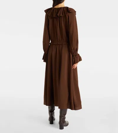 Polo Ralph Lauren Ruffled Midi Dress In Brown