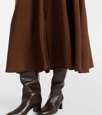 Polo Ralph Lauren Ruffled Midi Dress In Brown