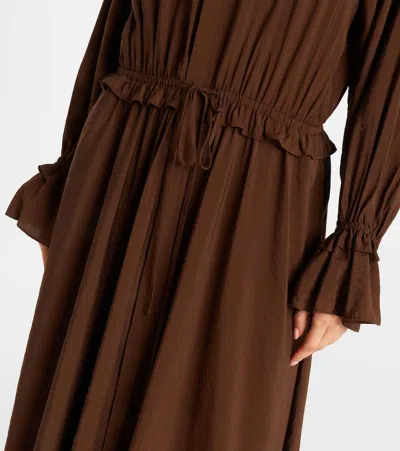 Polo Ralph Lauren Ruffled Midi Dress In Brown