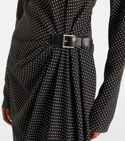 Tom Ford Polka-dot Silk Midi Dress In Black