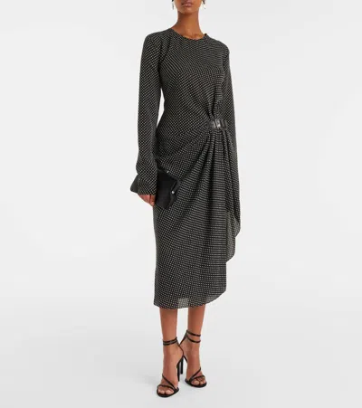 Tom Ford Polka-dot Silk Midi Dress In Black