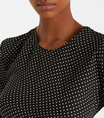 Tom Ford Polka-dot Silk Midi Dress In Black