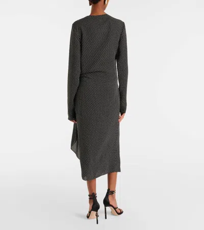 Tom Ford Polka-dot Silk Midi Dress In Black