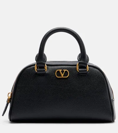 Valentino Vlogo Leather Tote Bag In Black