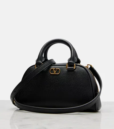 Valentino Vlogo Leather Tote Bag In Black