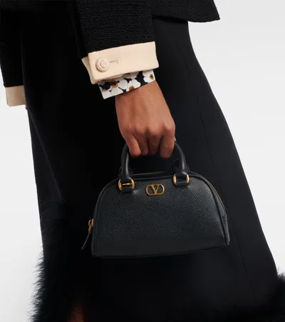 Valentino Vlogo Leather Tote Bag In Black