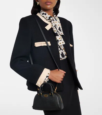 Valentino Vlogo Leather Tote Bag In Black