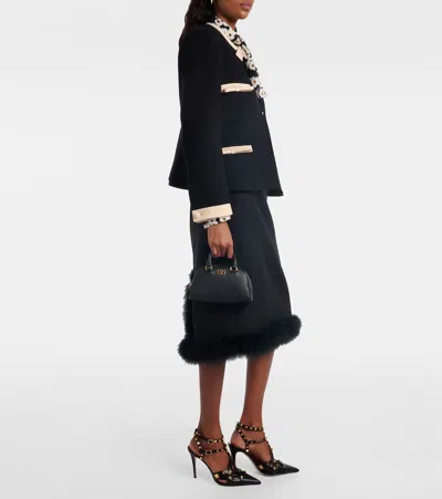 Valentino Vlogo Leather Tote Bag In Black