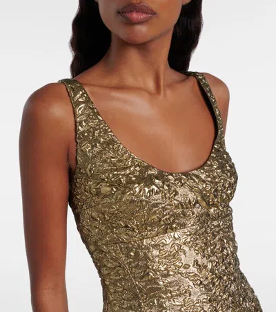 Emilia Wickstead Einna Floral Jacquard Minidress In Brown