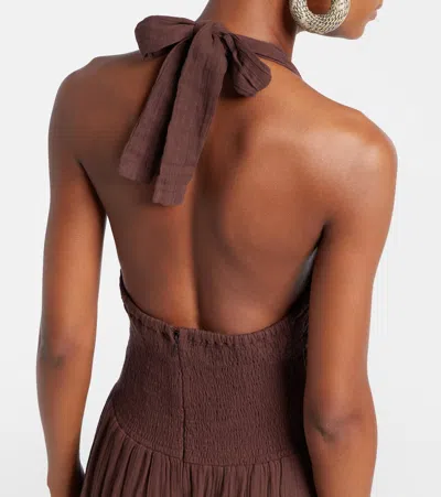 Melissa Odabash Shay Halterneck Cotton Maxi Dress In Brown