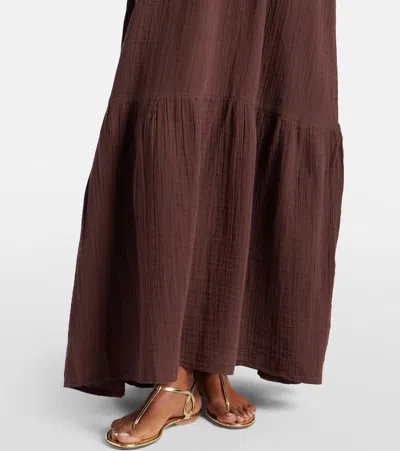 Melissa Odabash Shay Halterneck Cotton Maxi Dress In Brown
