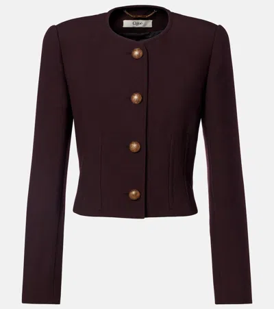 Chloé Chloe Darted Cropped Wool Jacket In Purple