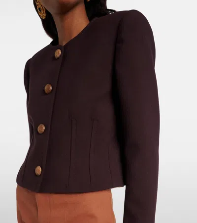 Chloé Chloe Darted Cropped Wool Jacket In Purple