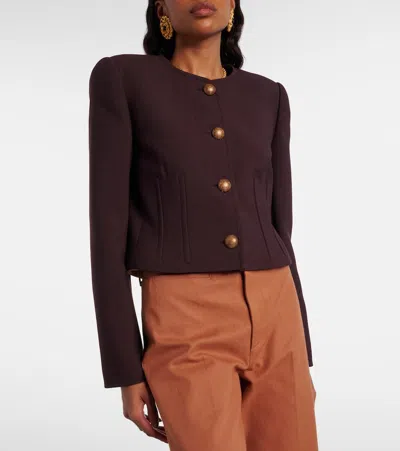 Chloé Chloe Darted Cropped Wool Jacket In Purple