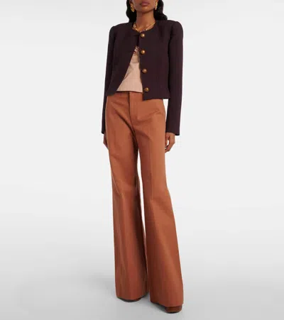 Chloé Chloe Darted Cropped Wool Jacket In Purple