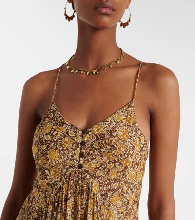 Isabel Marant Étoile Sabba Floral Cotton Maxi Dress In Brown
