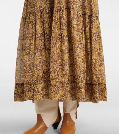 Isabel Marant Étoile Sabba Floral Cotton Maxi Dress In Brown