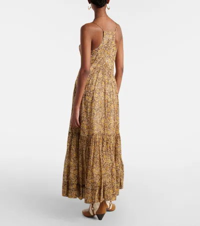 Isabel Marant Étoile Sabba Floral Cotton Maxi Dress In Brown