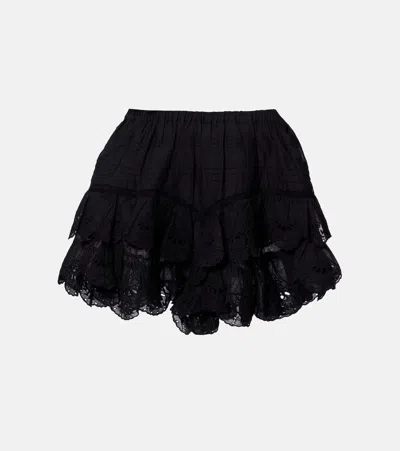Isabel Marant Étoile Jocadia Broderie Anglaise Cotton Shorts In Black