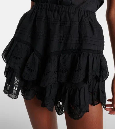 Isabel Marant Étoile Jocadia Broderie Anglaise Cotton Shorts In Black