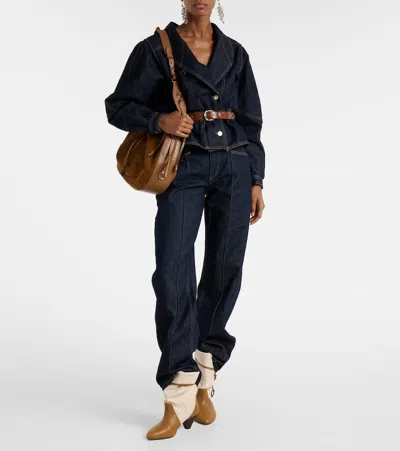Isabel Marant Navy Dolie Denim Jacket In Blue