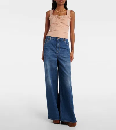 Chloé Maxime Suede Platform Wedge Sandals In Brown