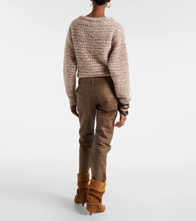 Isabel Marant Vanel Leather Straight Pants In Brown