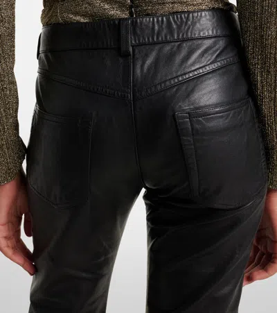 Isabel Marant Vanel Lace-up Leather Straight-leg Pants In Black