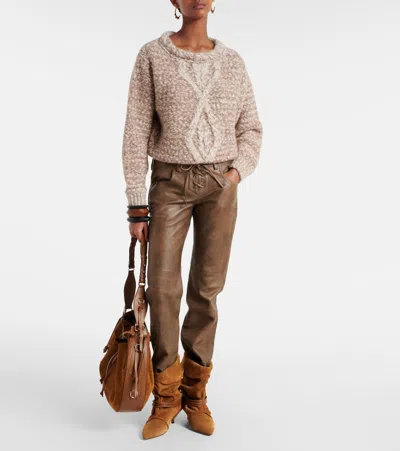 Isabel Marant Vanel Leather Straight Pants In Brown